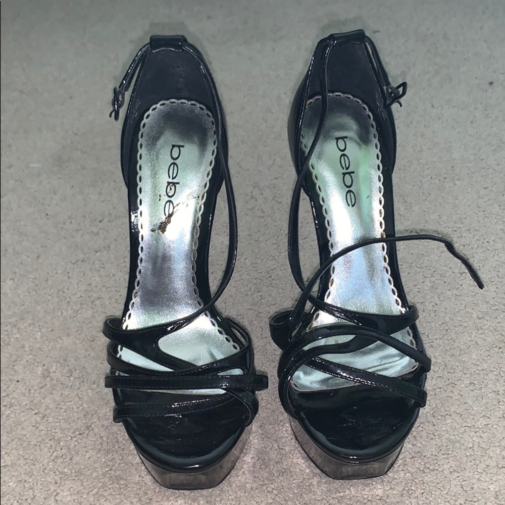 Strappy black high heels